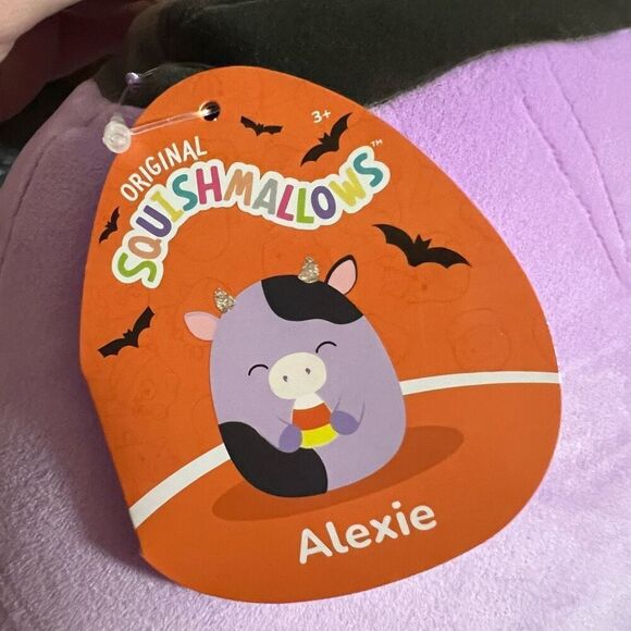 Halloween Squishmallow Alexie the Purple Cow 12” Holding Candy Corn NWT New Cute - Picture 8 of 15